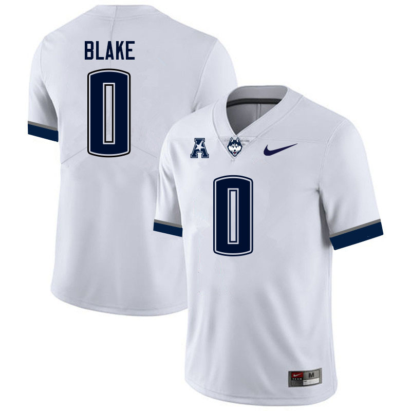 Men #0 Reyan Blake Uconn Huskies College Football Jerseys Sale-White - Click Image to Close